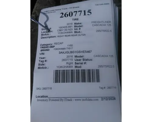 YOKOHAMA 295/75R22.5 TIRE