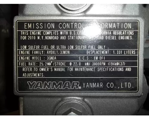 Yanmar 3TNV82A-BDSA Engine Assembly