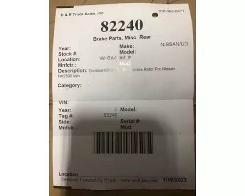   Brake Parts, Misc. Rear